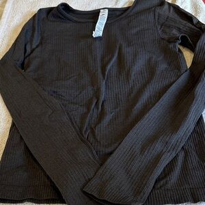 Lululemon Athletica Charcoal Ribbed Long Sleeve Top size 8